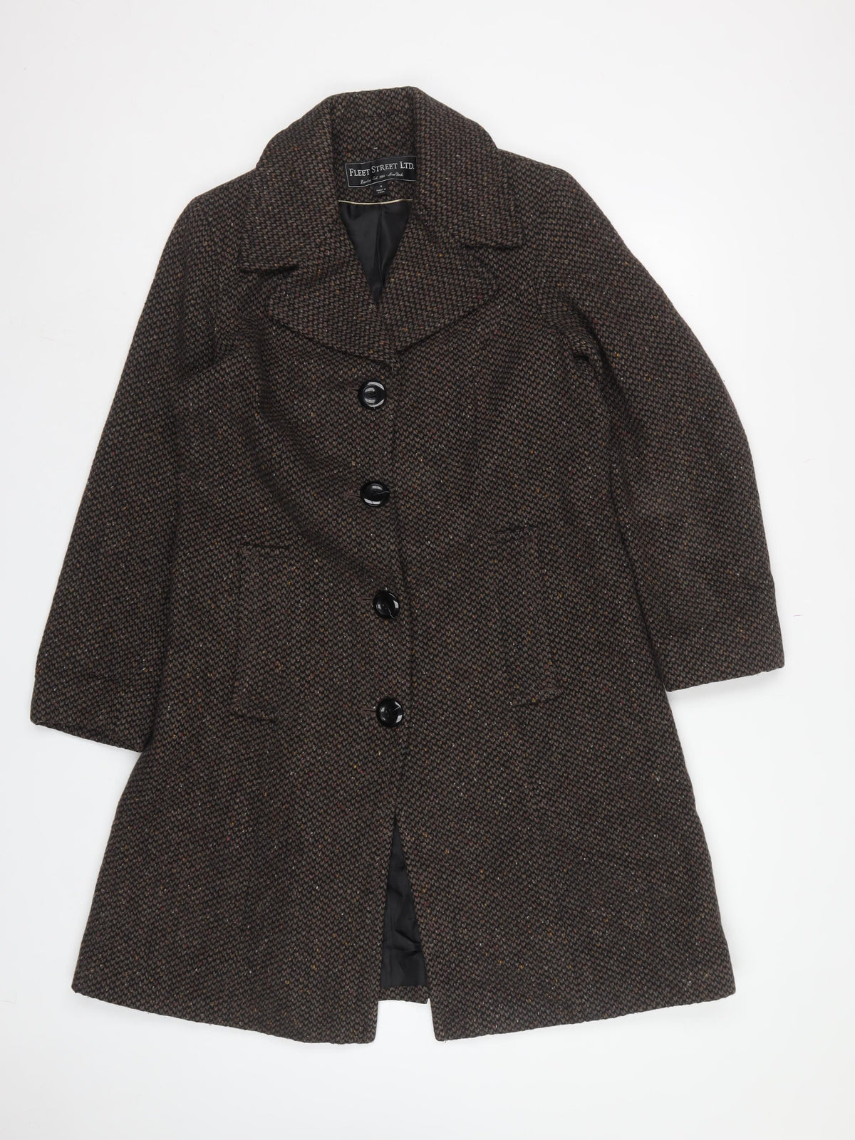Fleet Street Ltd Women's Brown Wool Blend Long Overcoat Size S