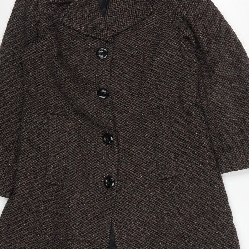Fleet Street Ltd Women's Brown Wool Blend Long Overcoat Size S