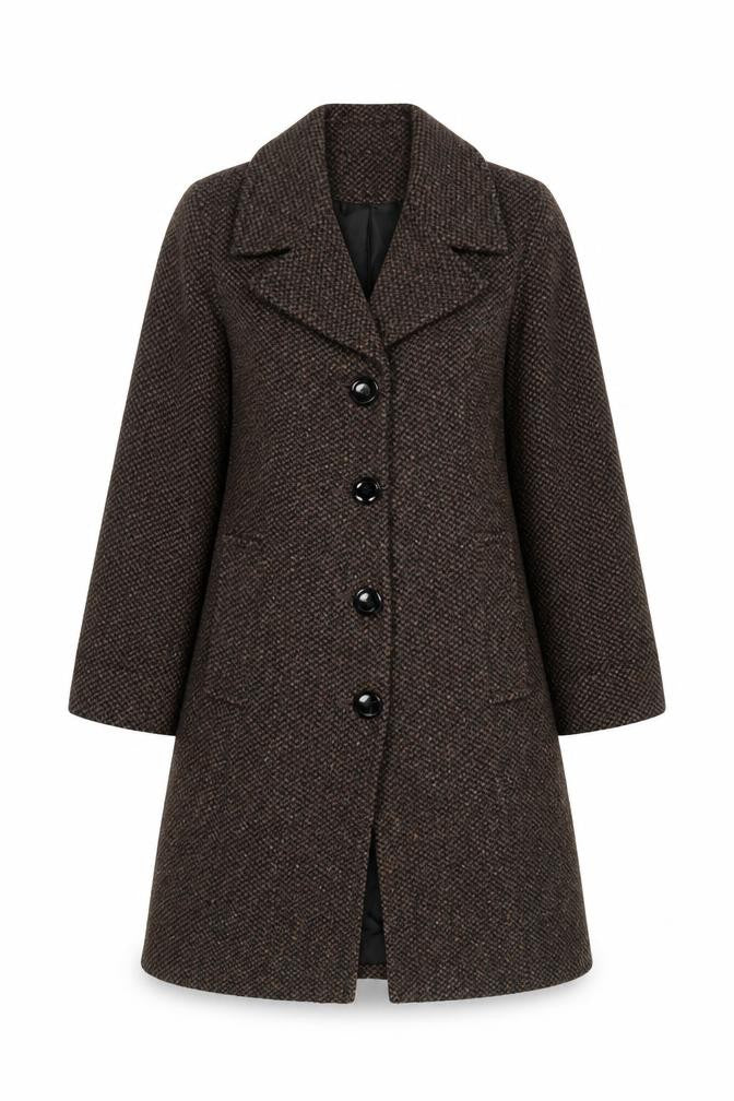 Fleet Street Ltd Women's Brown Wool Blend Long Overcoat Size S