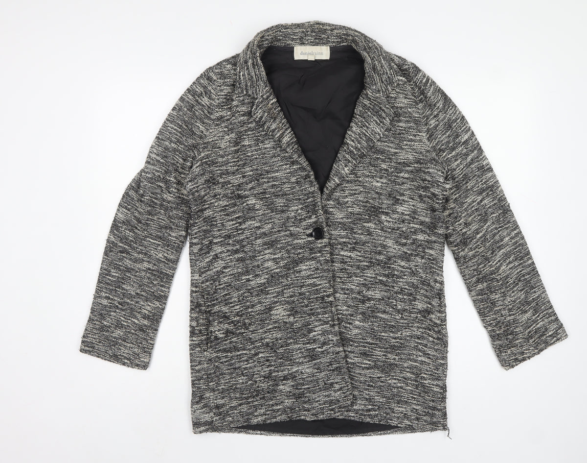 Danielrainn Women Grey Knit Long Coatigan Size S Lined Pockets