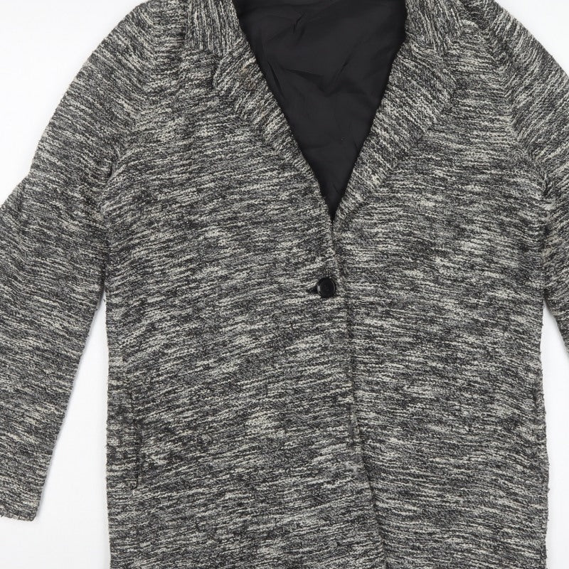 Danielrainn Women Grey Knit Long Coatigan Size S Lined Pockets