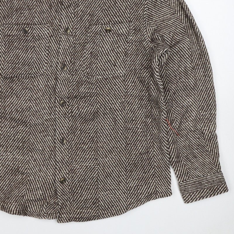 ASOS Unisex Brown M Herringbone Wool Blend Button Jacket