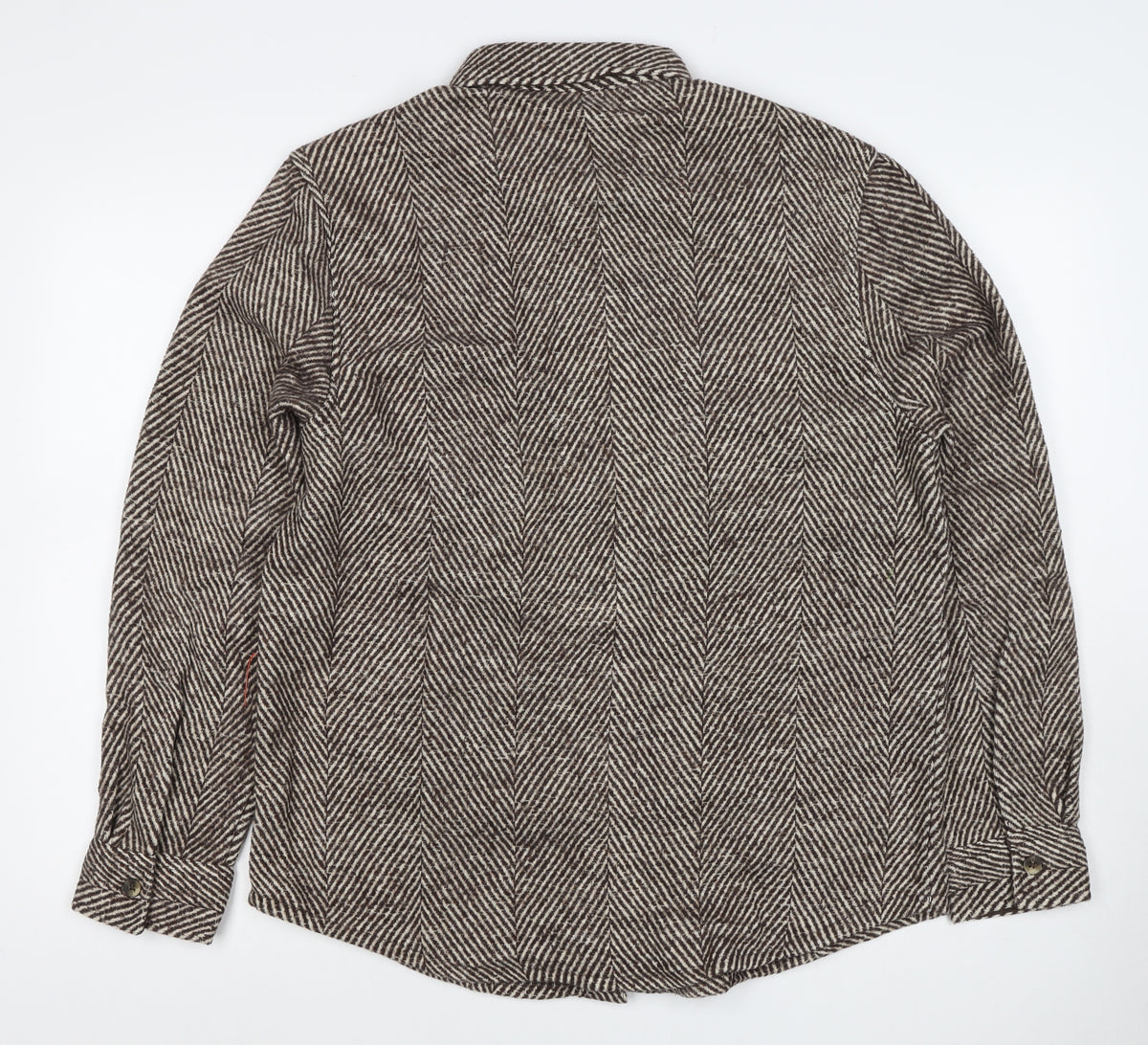 ASOS Unisex Brown M Herringbone Wool Blend Button Jacket