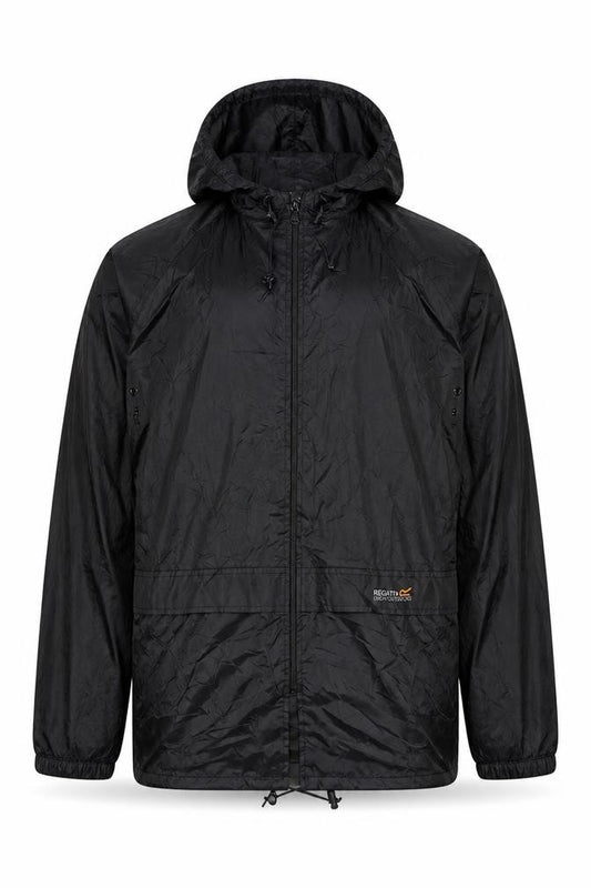 Regatta Men’s Black L Hooded Waterproof Rain Jacket Outdoor