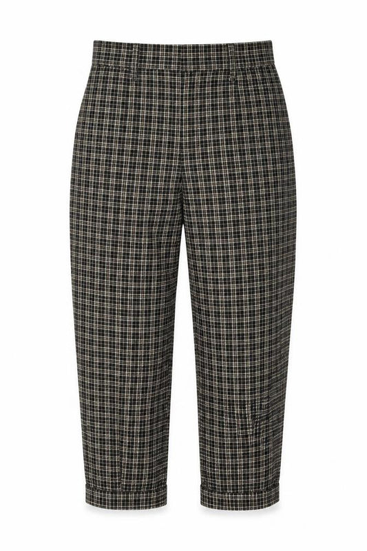 Urban Outfitters Women Black Check Cropped Tapered Trousers S Petite