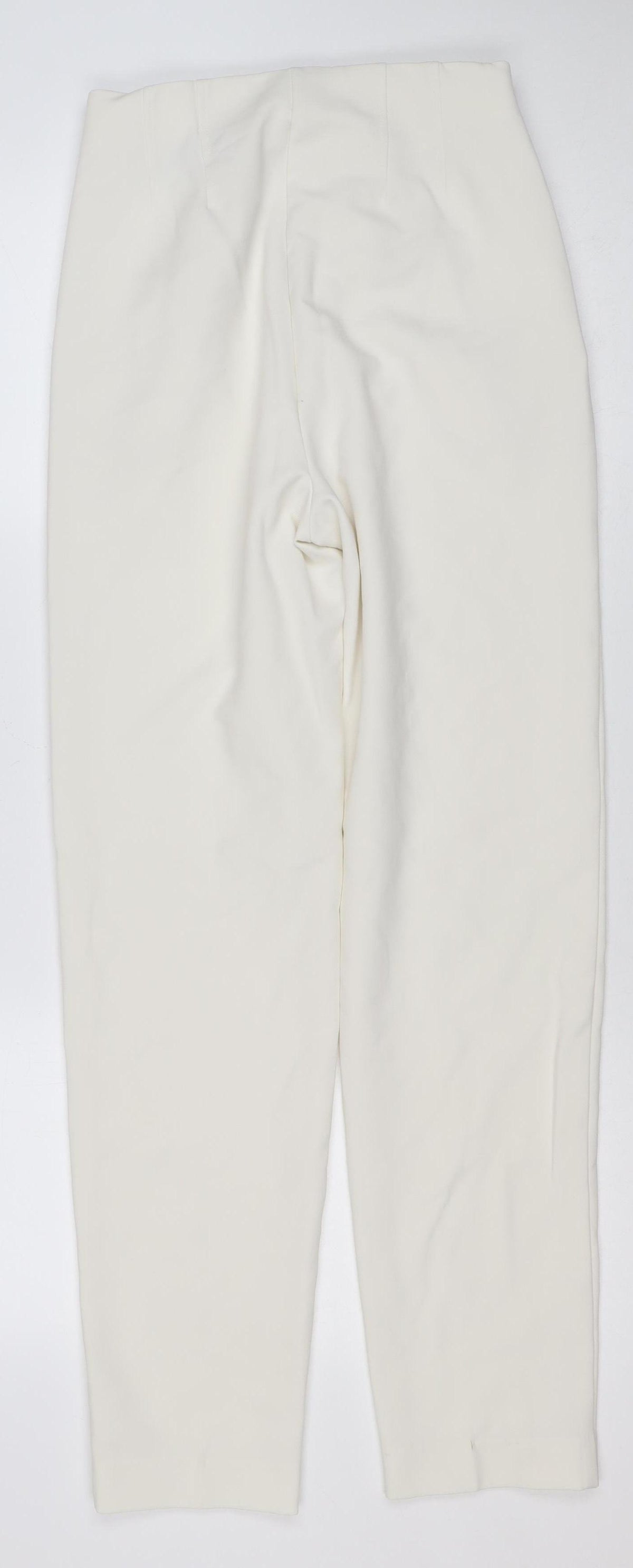 Marks & Spencer Women Ivory Size 6 Straight Leg Stretch Trousers