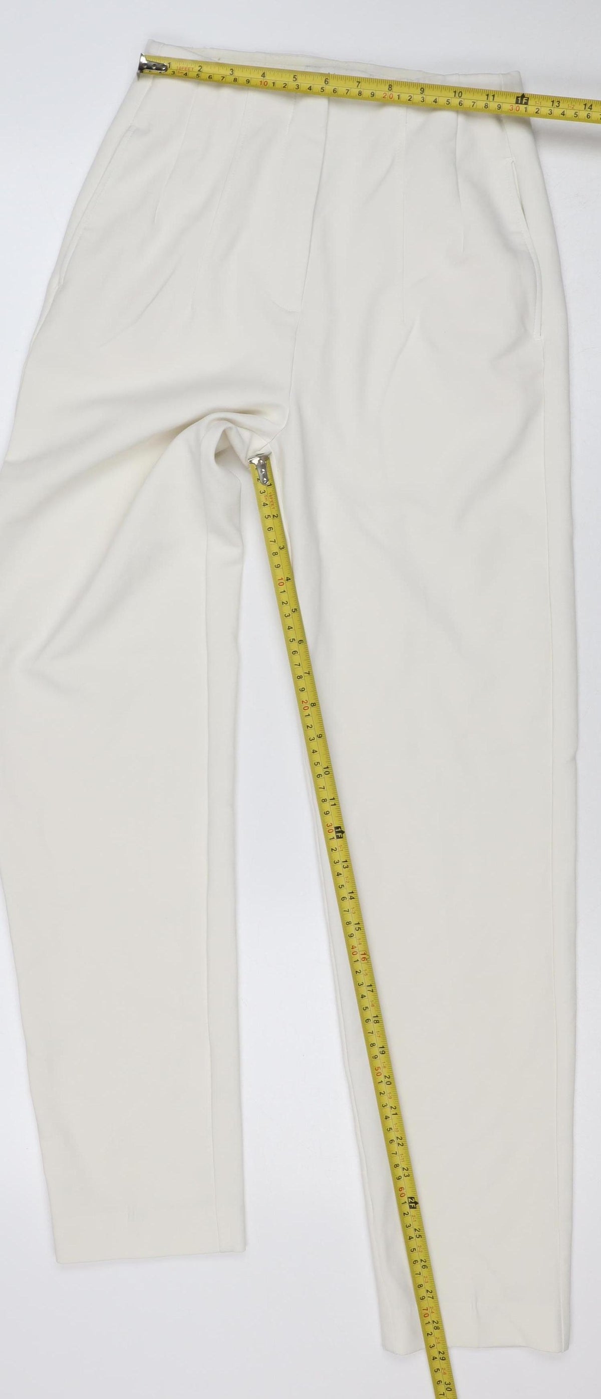 Marks & Spencer Women Ivory Size 6 Straight Leg Stretch Trousers
