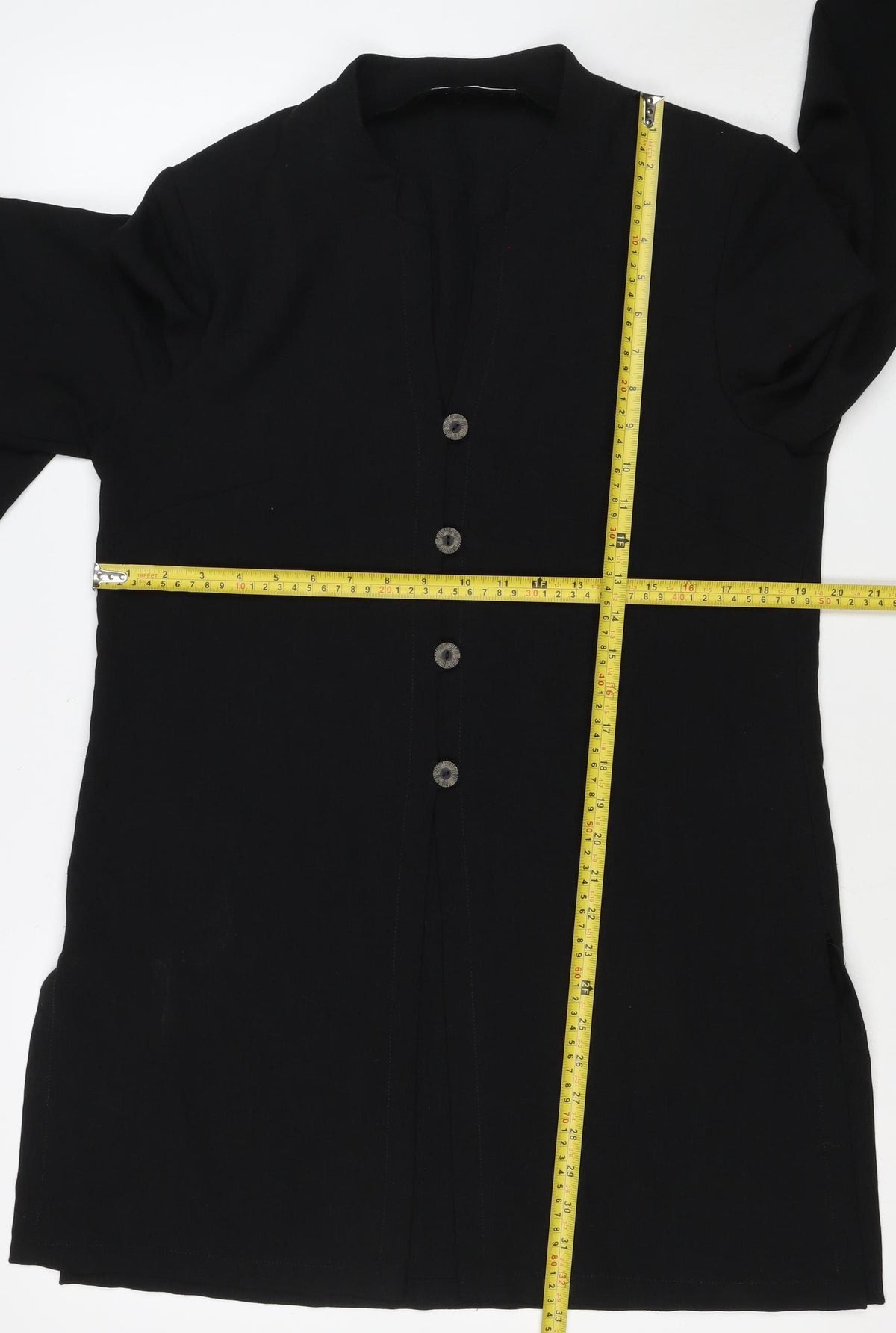 Jacques Vert Women’s Black UK 12 Long Collared Button Jacket