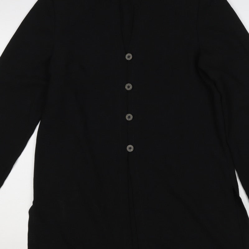 Jacques Vert Women’s Black UK 12 Long Collared Button Jacket
