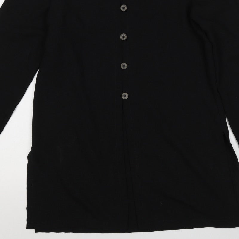 Jacques Vert Women’s Black UK 12 Long Collared Button Jacket