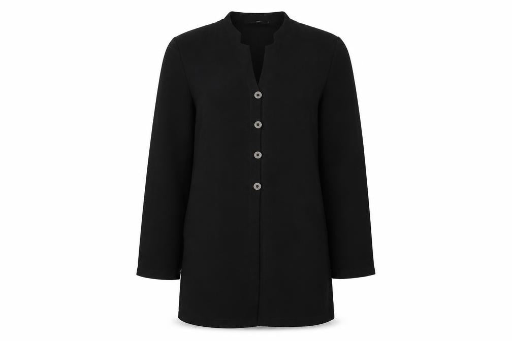 Jacques Vert Women’s Black UK 12 Long Collared Button Jacket