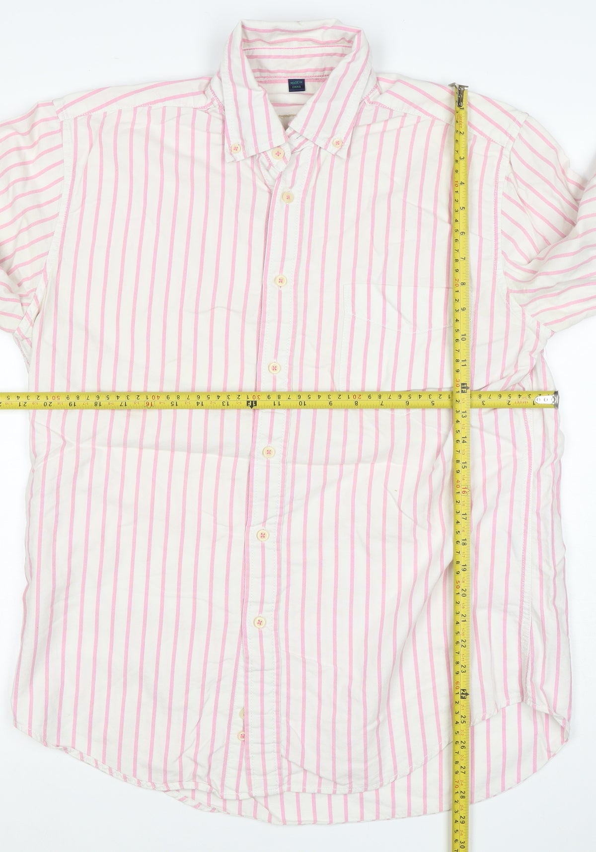 Boston Vintage Men’s M Pink White Striped Button-Down Shirt