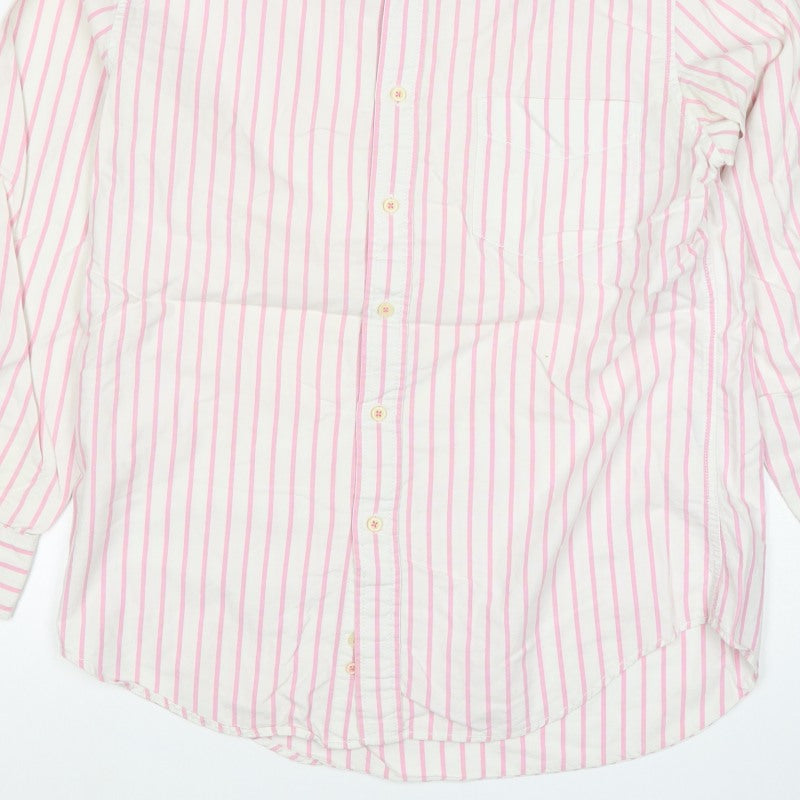 Boston Vintage Men’s M Pink White Striped Button-Down Shirt
