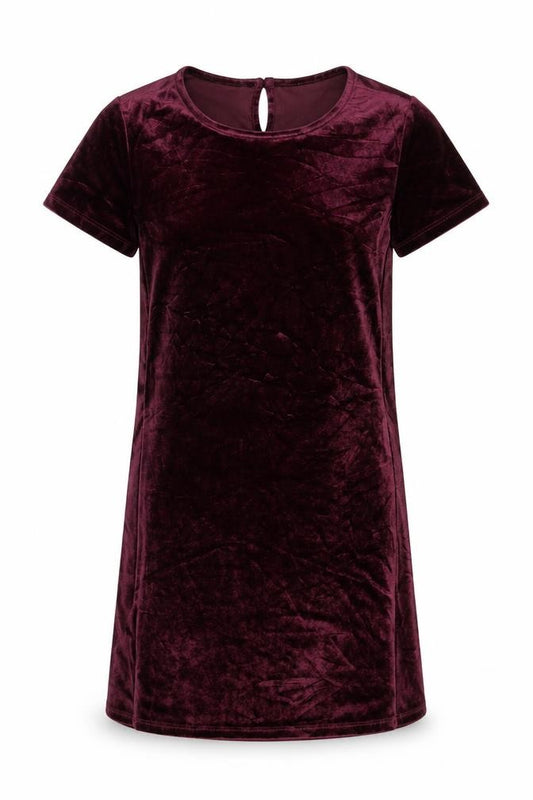 FatFace Girls Purple 11-12 Years Velvet Shift Dress Party Short Sleeve