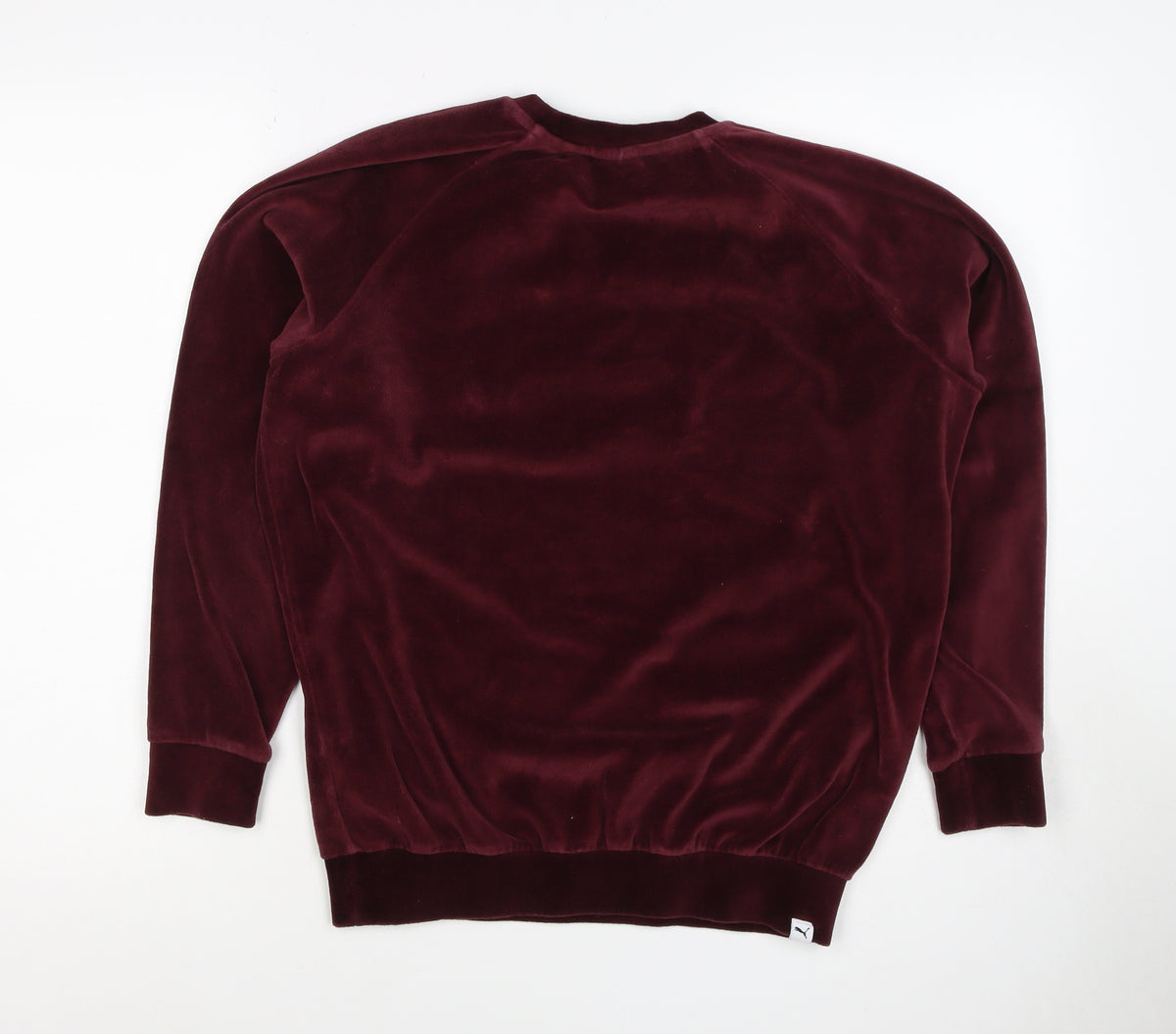 Puma Women Red UK 10 Velour Logo Pullover Sweatshirt