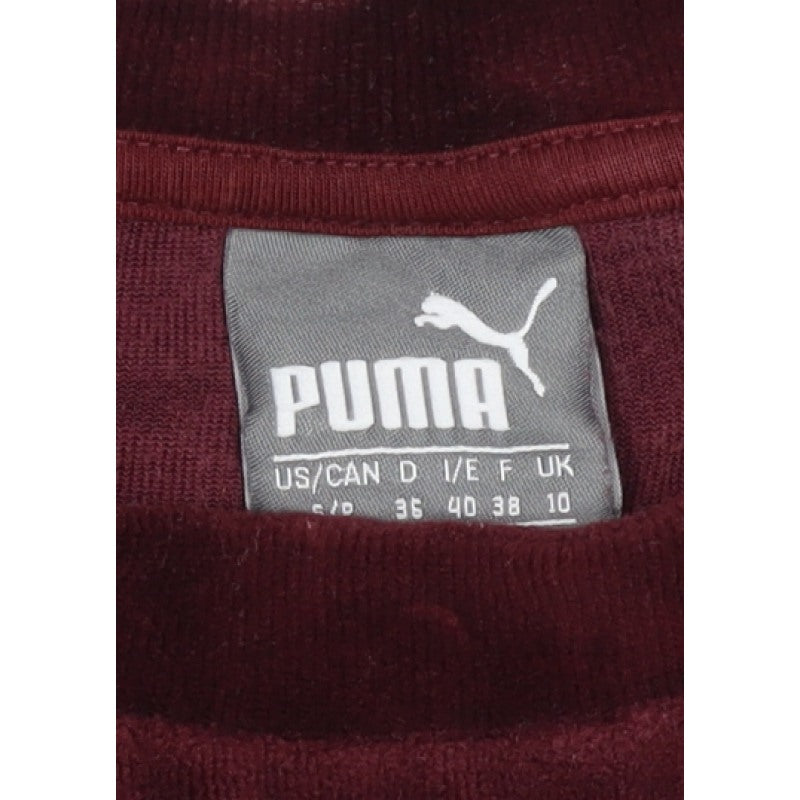 Puma Women Red UK 10 Velour Logo Pullover Sweatshirt