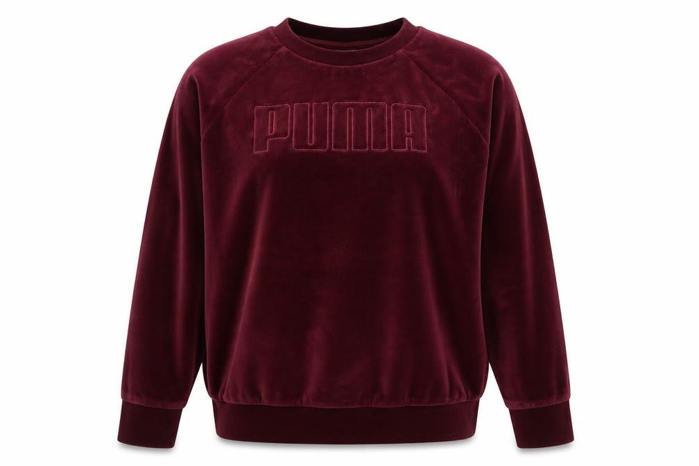 Puma Women Red UK 10 Velour Logo Pullover Sweatshirt
