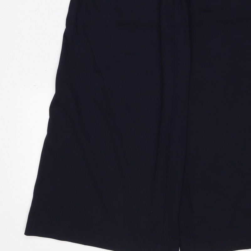 Marks & Spencer Women Blue Size 6 Short Wide Leg Stretch Trousers