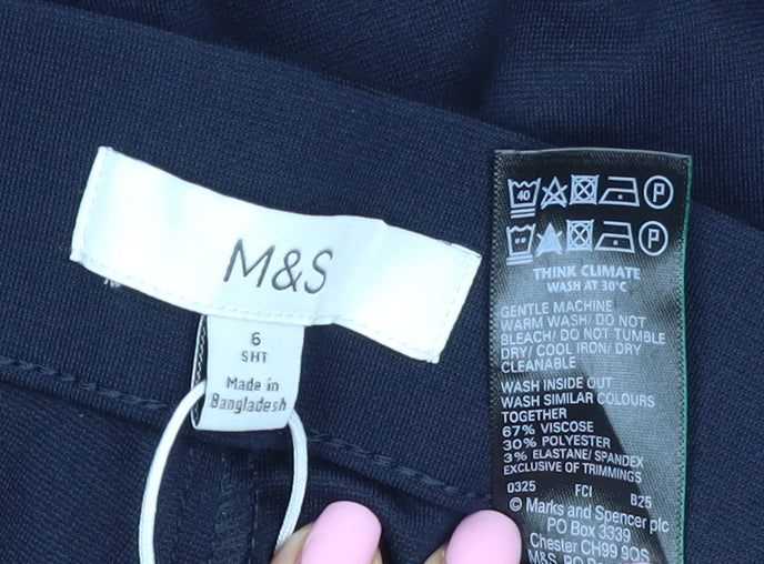 Marks & Spencer Women Blue Size 6 Short Wide Leg Stretch Trousers