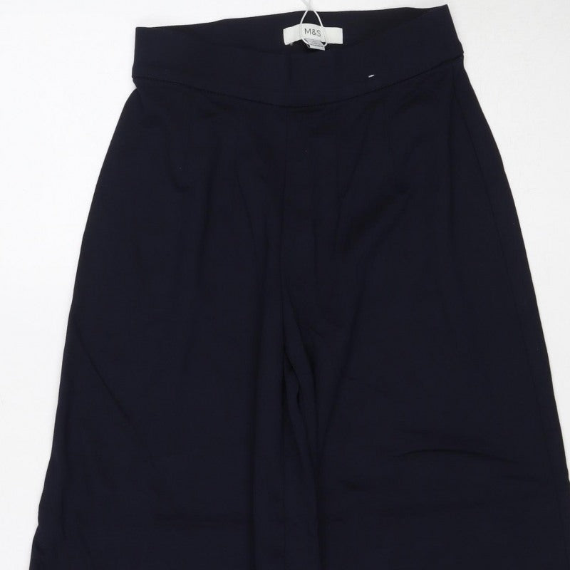 Marks & Spencer Women Blue Size 6 Short Wide Leg Stretch Trousers