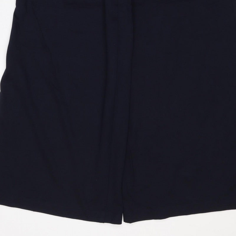 Marks & Spencer Women Blue Size 6 Short Wide Leg Stretch Trousers