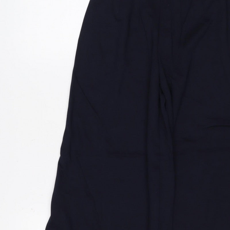 Marks & Spencer Women Blue Size 6 Short Wide Leg Stretch Trousers