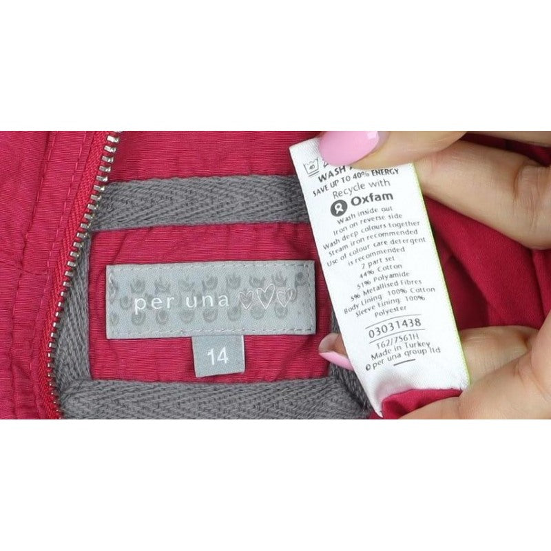 Per Una Women’s Pink Size 14 Parka Jacket Cotton Drawstring Zip