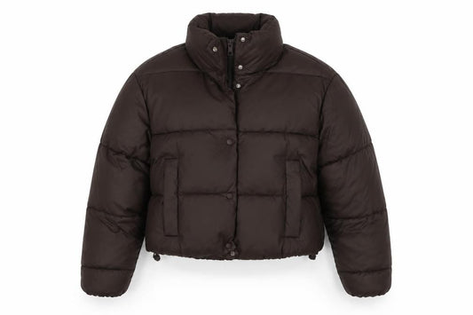 Zara Women’s Brown XS Cropped Puffer Jacket Quilted Zip