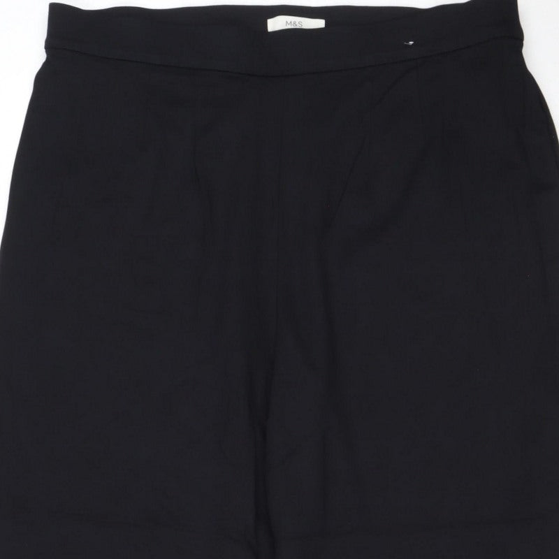 M&S Women’s Black Size 12 Regular Stretch Straight Trousers