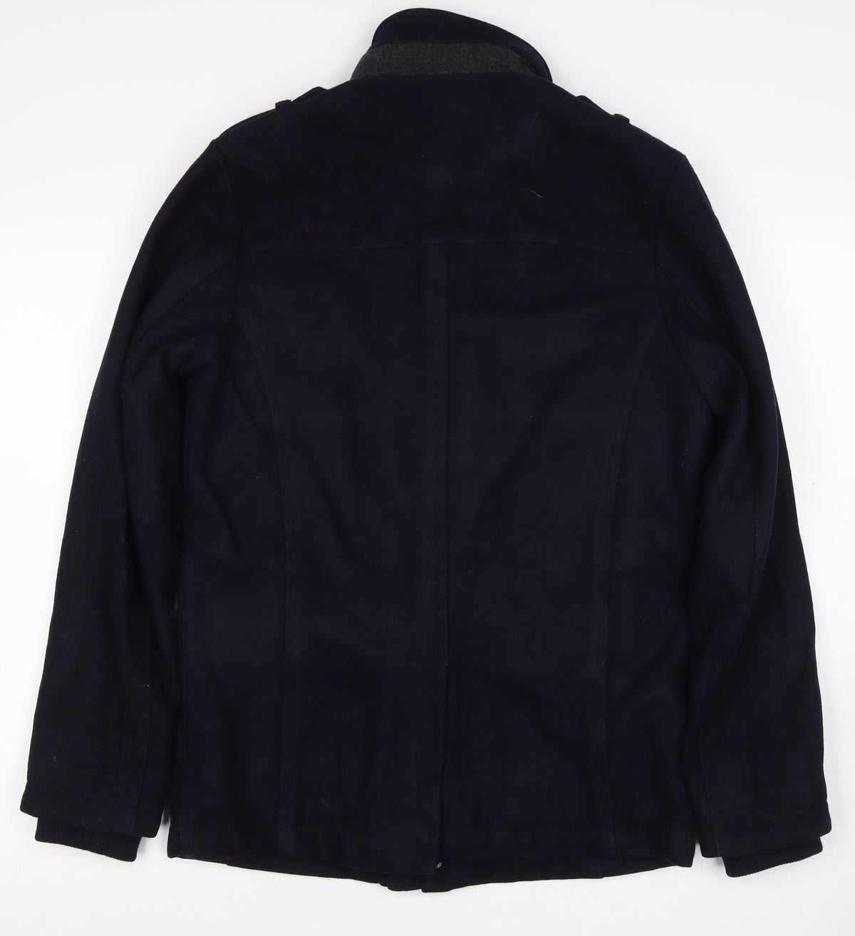 Linea Men’s Black S Wool Blend Military Style Mid-Length Coat