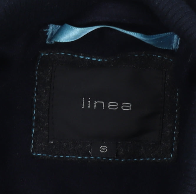 Linea Men’s Black S Wool Blend Military Style Mid-Length Coat