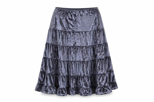 Garage Women Grey Velvet Tiered Peasant Skirt Size M