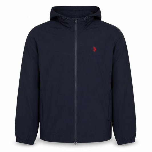U.S. Polo Assn. Men's Blue L Hooded Full Zip Windbreaker Jacket