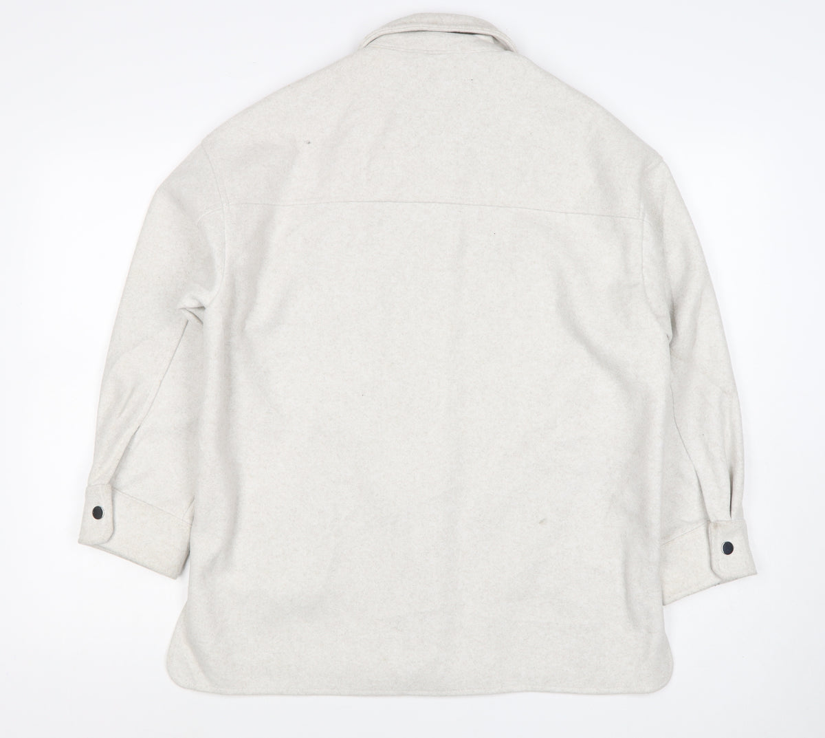 Zara Women Ivory S Fleece Shacket Snap Button Pocket Jacket
