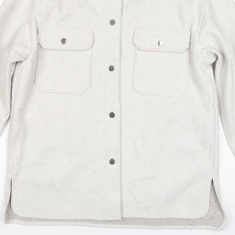 Zara Women Ivory S Fleece Shacket Snap Button Pocket Jacket