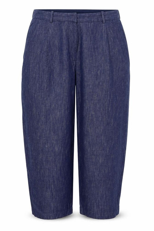 M&S Women’s Blue Linen Cotton Wide-Leg Trousers Size 20 Short