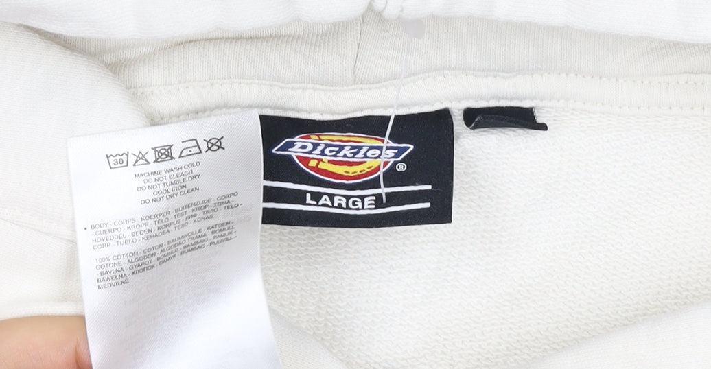 Dickies Men's Ivory L Pullover Hoodie Graphic Mountain Logo
