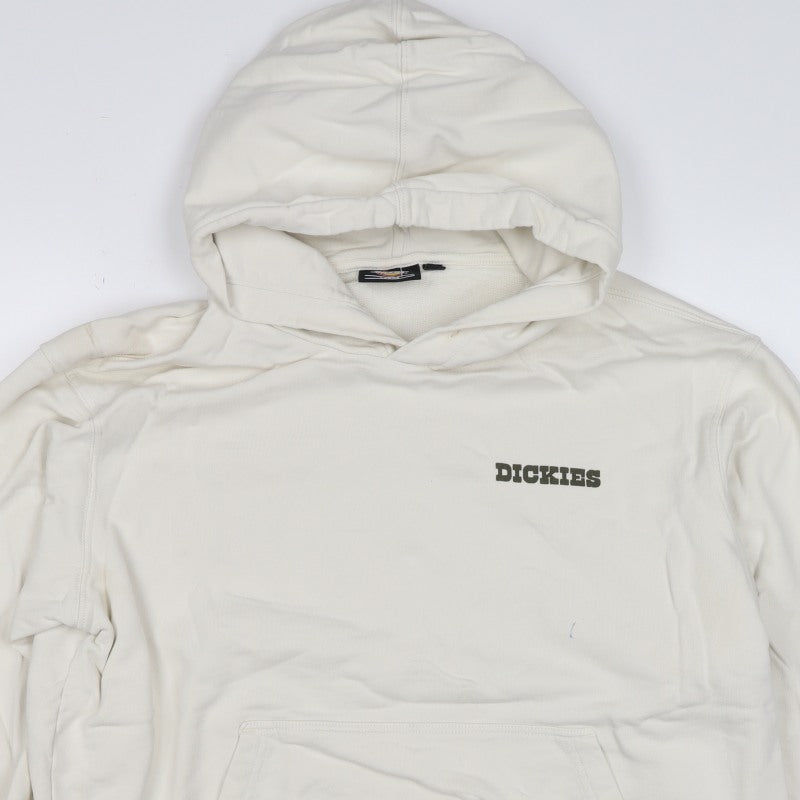 Dickies Men's Ivory L Pullover Hoodie Graphic Mountain Logo