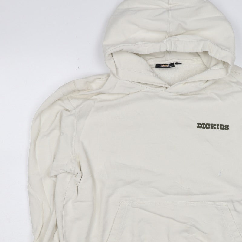 Dickies Men's Ivory L Pullover Hoodie Graphic Mountain Logo