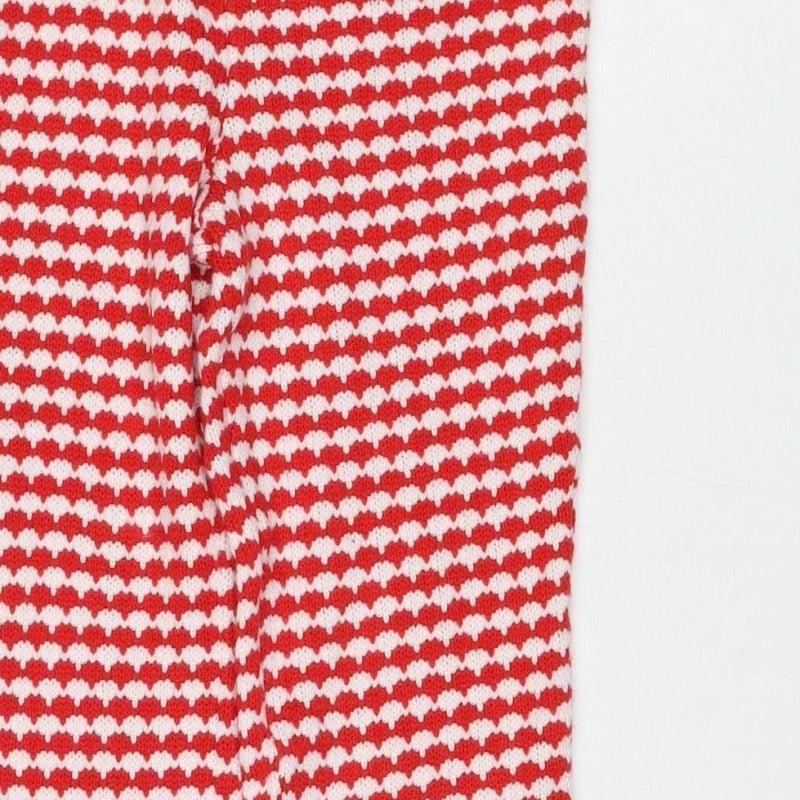 Zara Women Red White Striped Knit Flared Trousers Size M