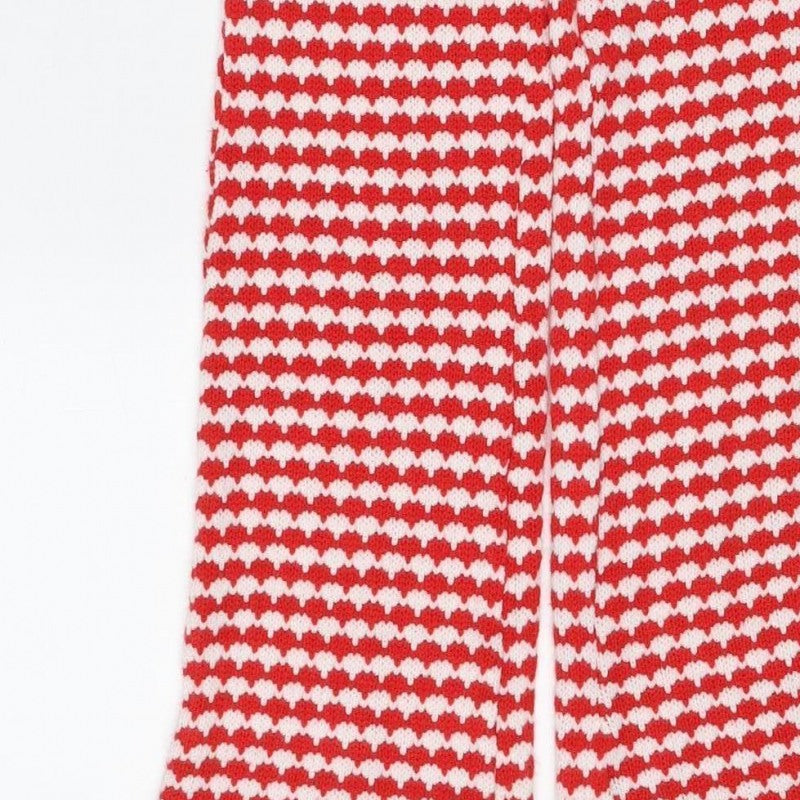 Zara Women Red White Striped Knit Flared Trousers Size M