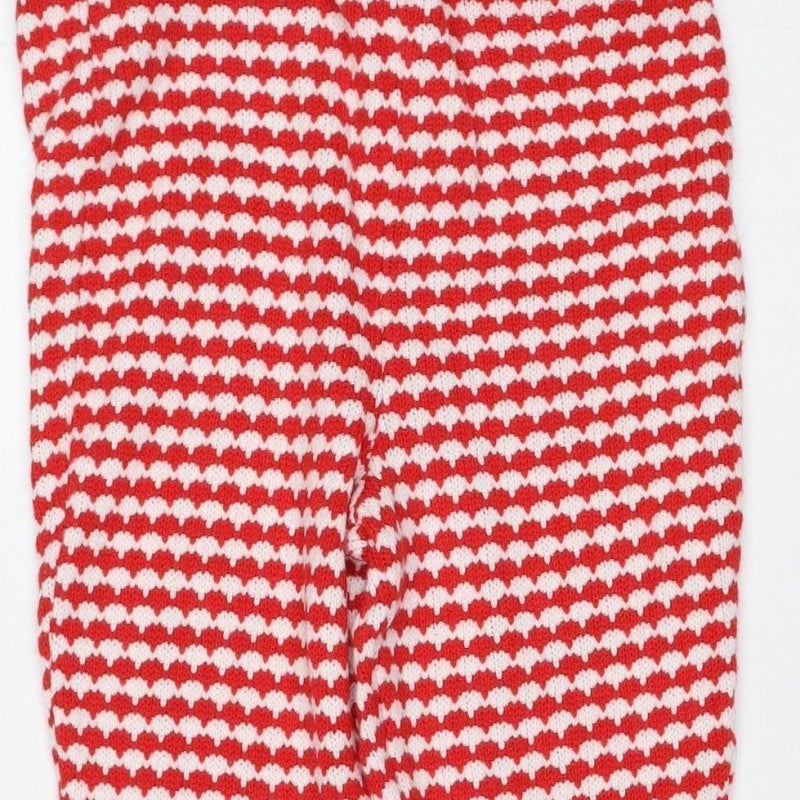 Zara Women Red White Striped Knit Flared Trousers Size M