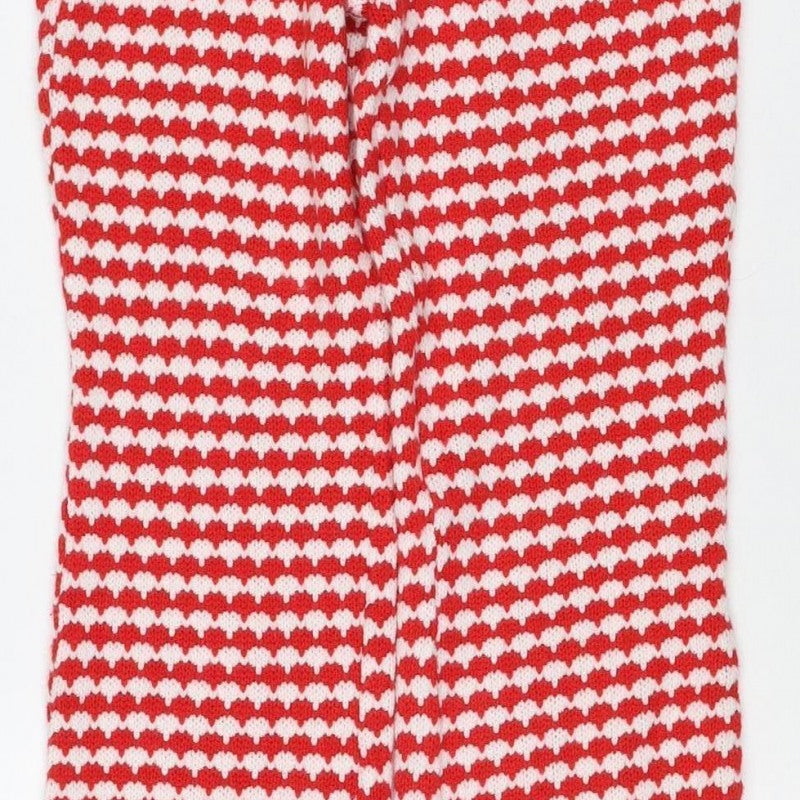 Zara Women Red White Striped Knit Flared Trousers Size M