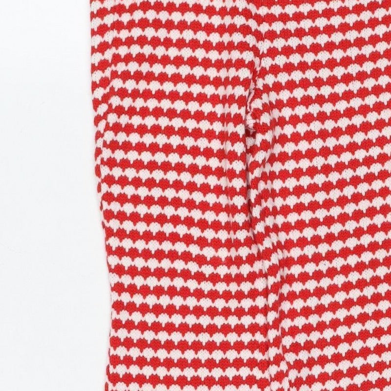 Zara Women Red White Striped Knit Flared Trousers Size M