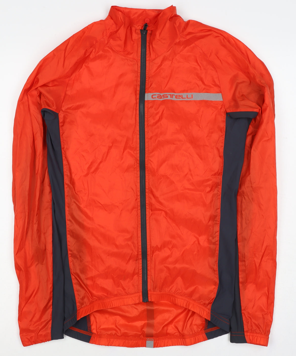 Castelli Men’s Orange S Windbreaker Cycling Lightweight Reflective Jacket