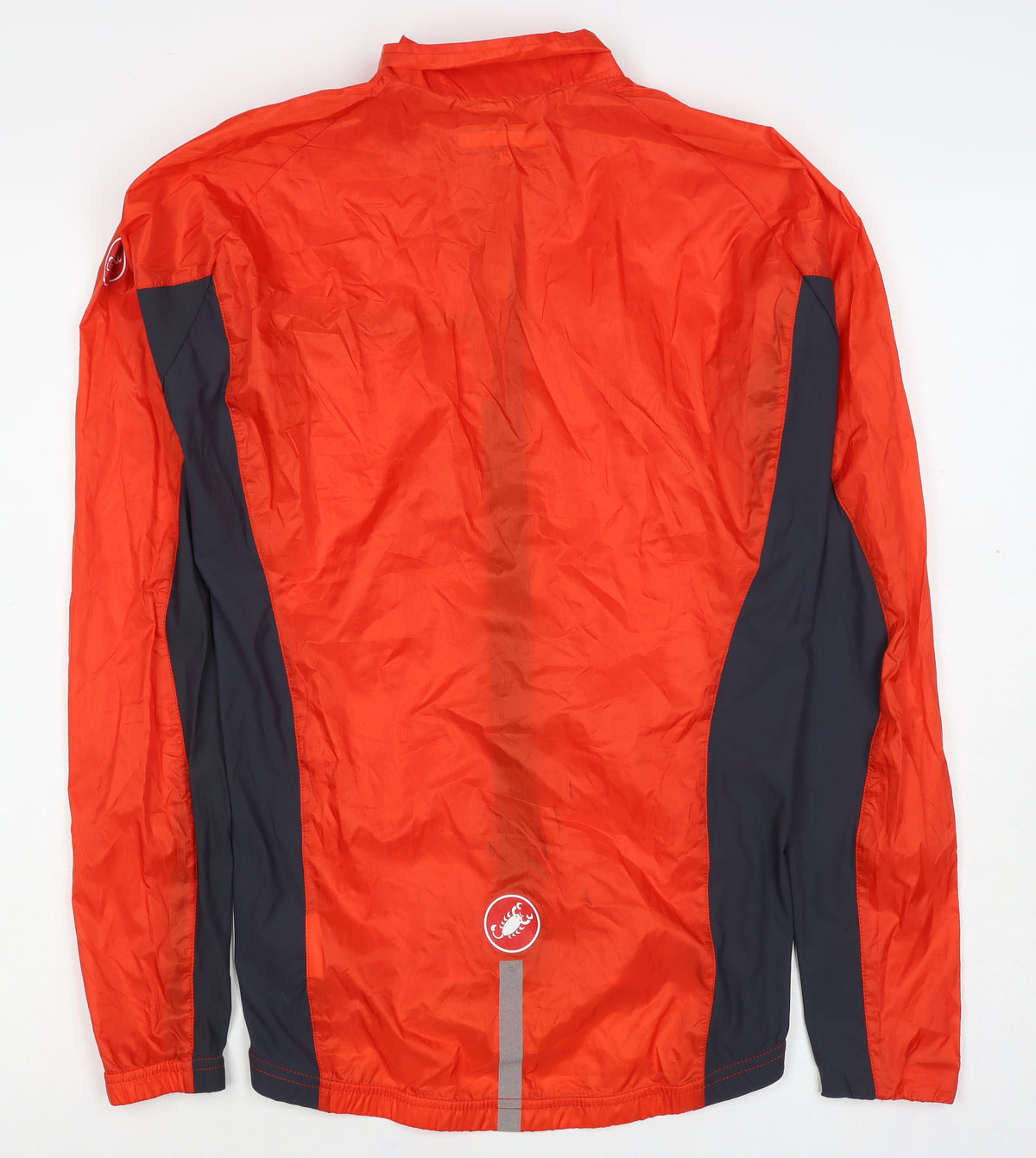 Castelli Men’s Orange S Windbreaker Cycling Lightweight Reflective Jacket