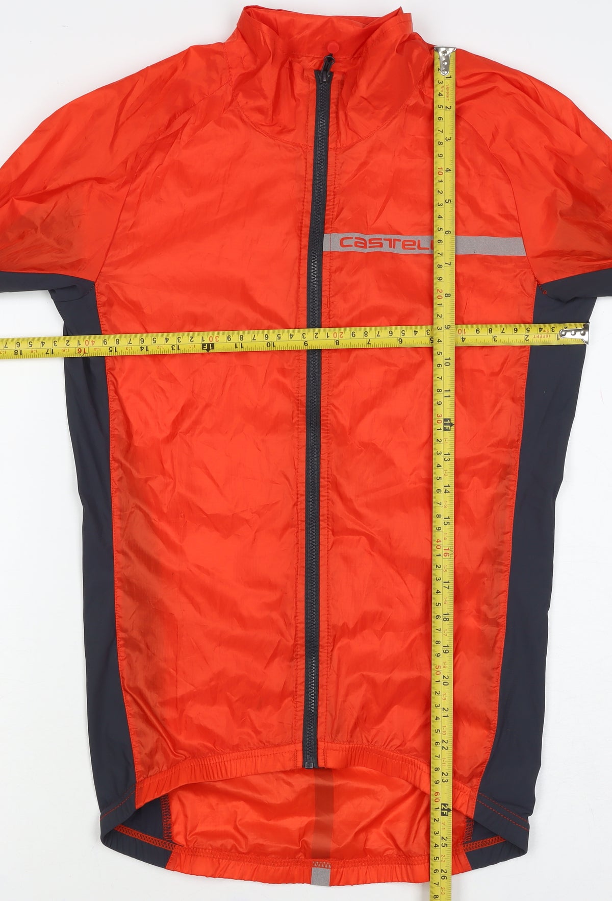 Castelli Men’s Orange S Windbreaker Cycling Lightweight Reflective Jacket