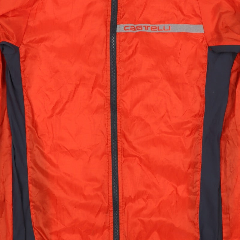 Castelli Men’s Orange S Windbreaker Cycling Lightweight Reflective Jacket