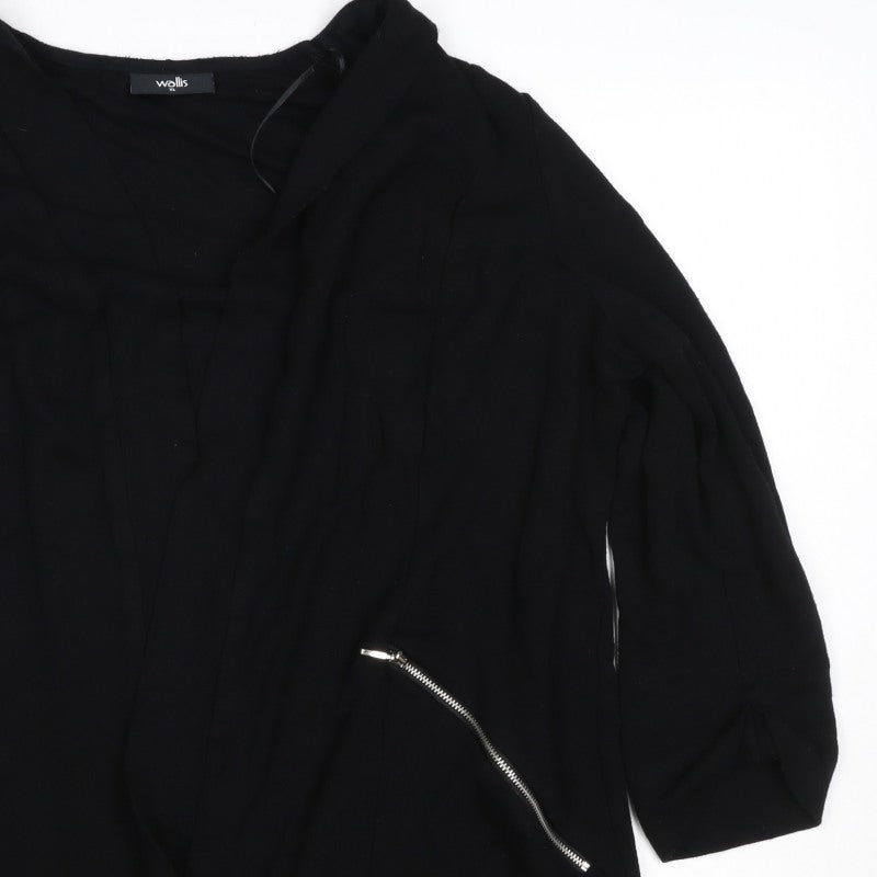 Wallis Women’s Black Size 20 Open Zip Pocket Cardigan