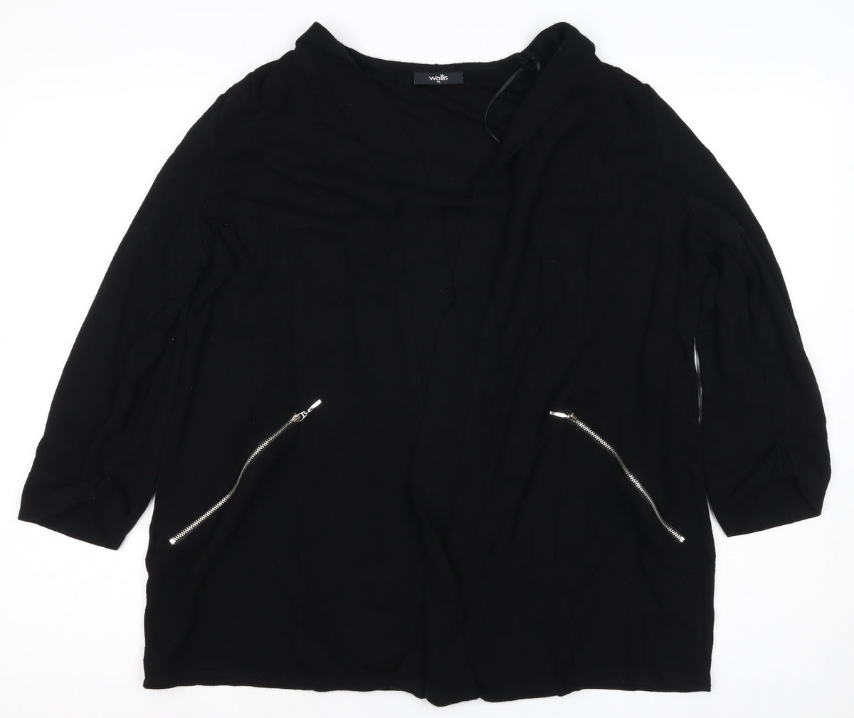 Wallis Women’s Black Size 20 Open Zip Pocket Cardigan